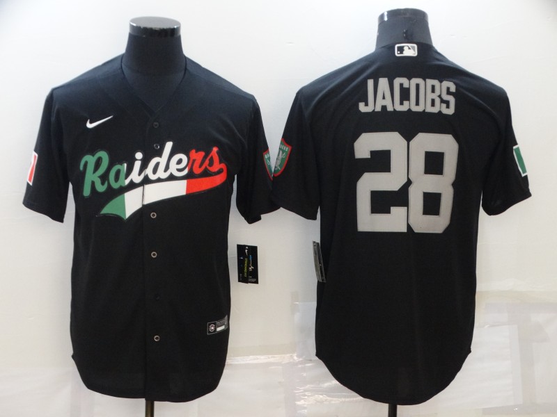 Men's Las Vegas Raiders #28 Josh Jacobs Black Mexico Stitched Jersey Men's Las Vegas Raiders #28 Josh Jacobs Black Mexico Stitched Jersey